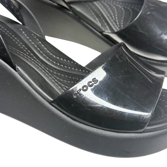 Crocs Brooklyn Ankle Strap Wedge Sandals – Black – Women’s Size 8 – New Without - Picture 5 of 9